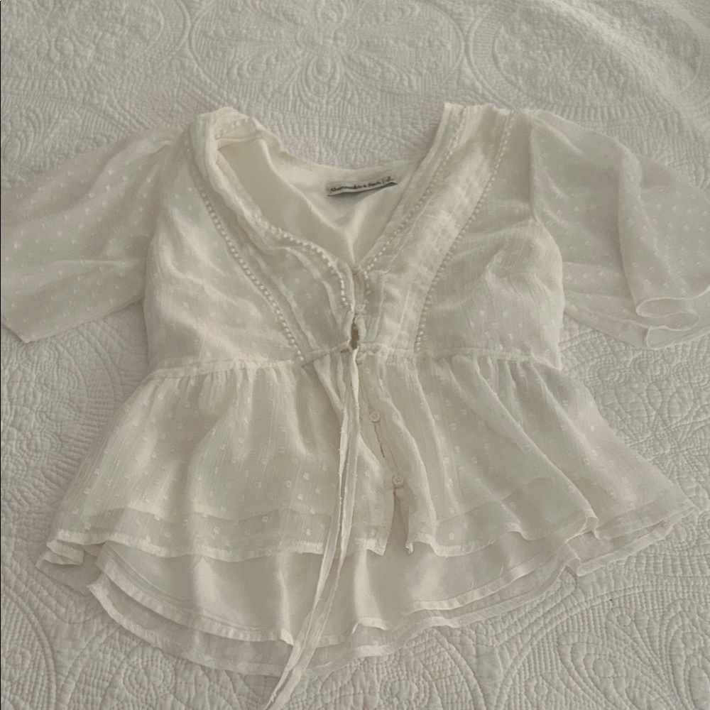 Abercrombie & Fitch Ivory Textured Blouse